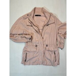 MAX Jeans‎ XS Pink Tencel Utility Cargo Anorak Jacket Drawstring Lightweight